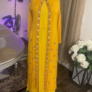 Elegant Yellow Embroidered Dress